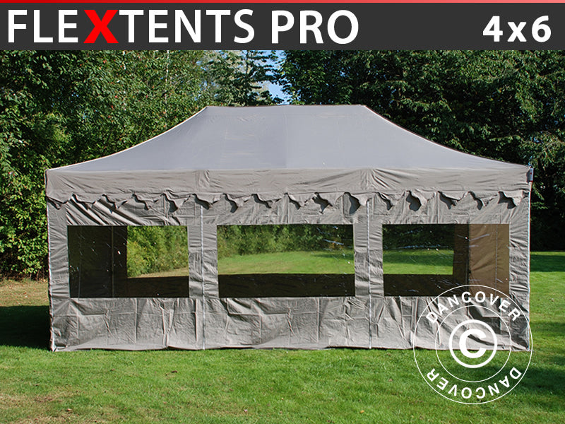Pop up aiatelk FleXtents PRO "Morocco" 4x6m Latte, kaasas 8 külgseinad