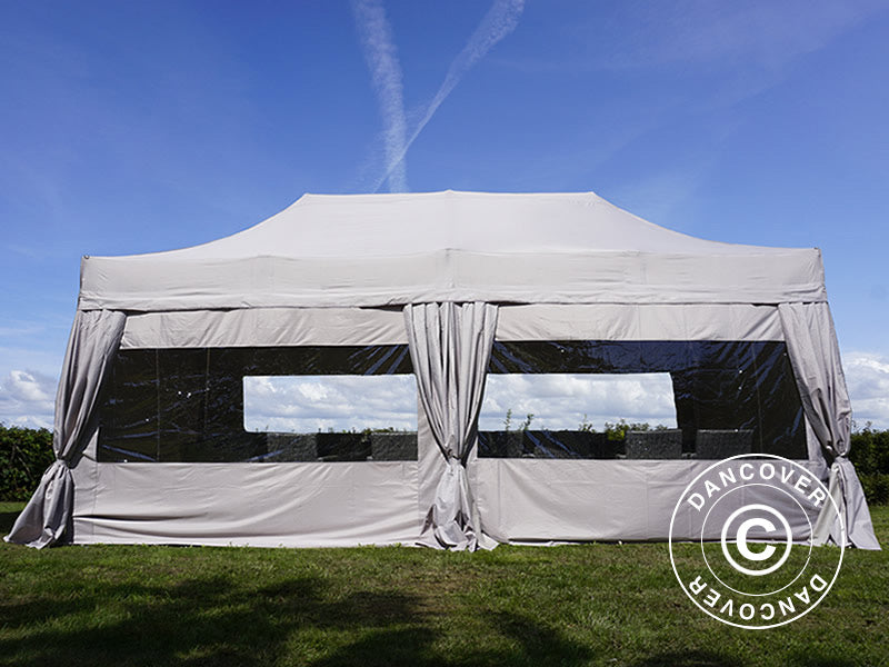 Faltzelt FleXtents PRO 3x6m Latte, mit 6 Seitenwänden & Gardinen