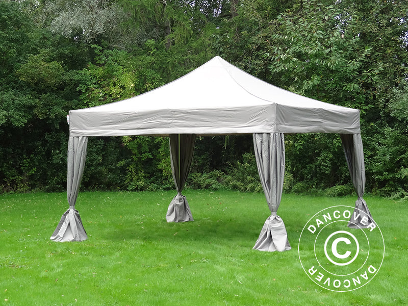 Tente Pliante FleXtents PRO 4x4m Latte, avec 4 rideaux décoratifs