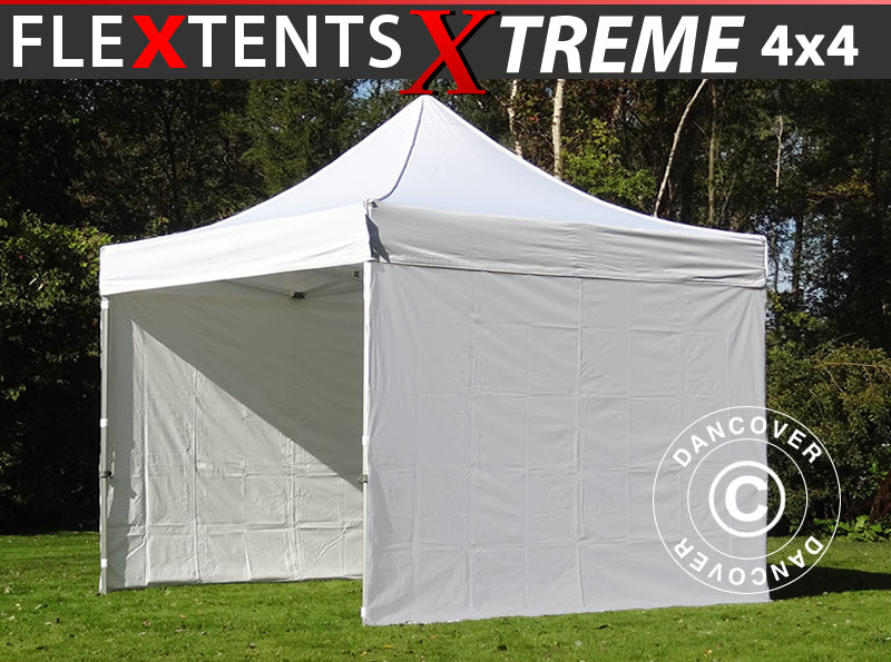 Prekybinė palapinė FleXtents Xtreme 60 4x4m Balta, įsk. 4 šonines sienas