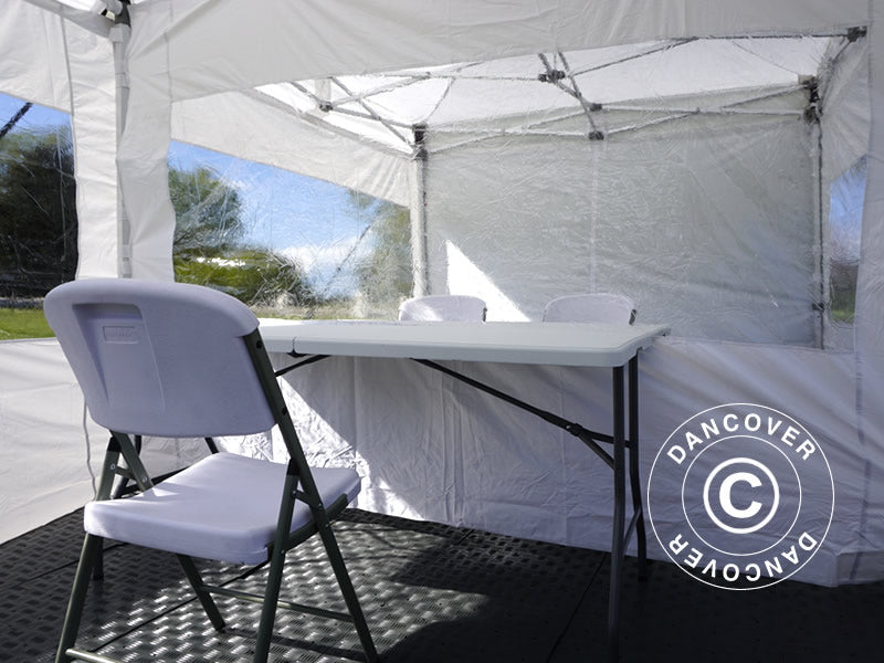 Besucherzelt FleXtents PRO 4x6m weiß, inkl. 8 Seitenwände und 1 transparente Trennwand