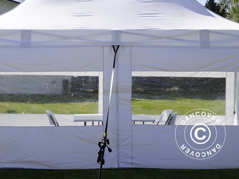 Visitor tent FleXtents PRO 4x6 m White, incl. 8 sidewalls and 1 transparent partition wall