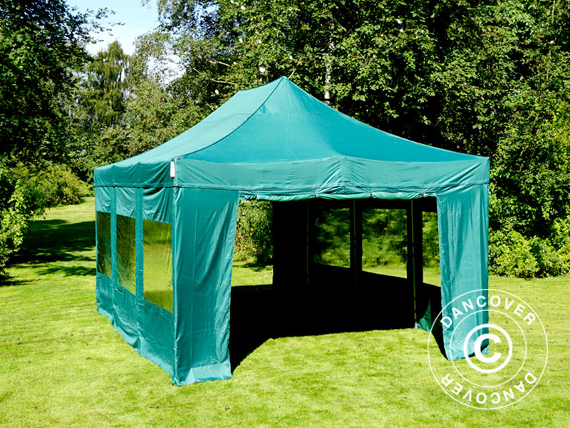 Pop up gazebo FleXtents PRO 4x6 m Green, incl. 8 sidewalls