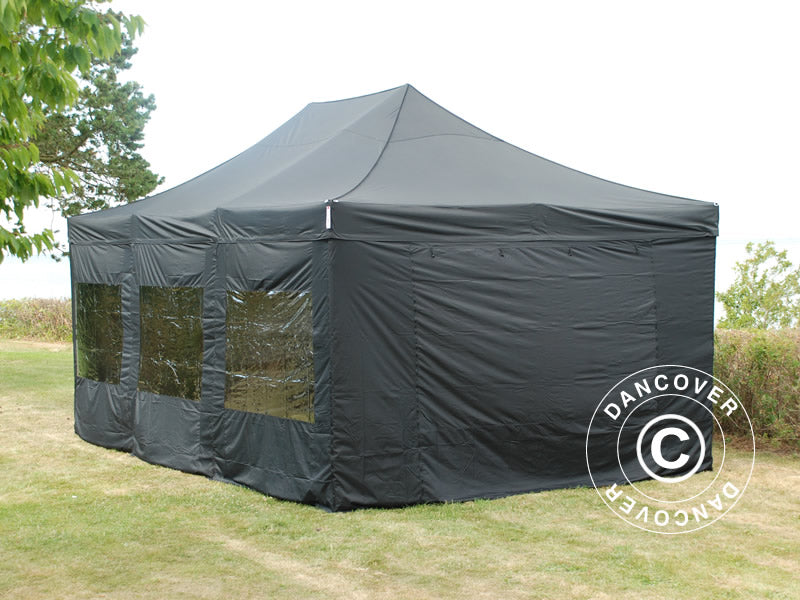 Brzo sklopivi paviljon FleXtents Pro 4x6m Crna, uključ. 8 bočne stranice