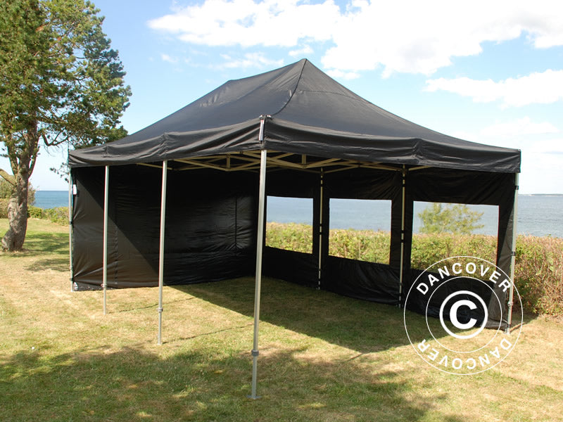 Brzo sklopivi paviljon FleXtents Pro 4x6m Crna, uključ. 8 bočne stranice