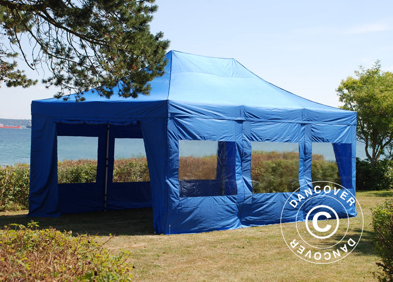 Pop up gazebo FleXtents PRO 4x6 m Blue, incl. 8 sidewalls