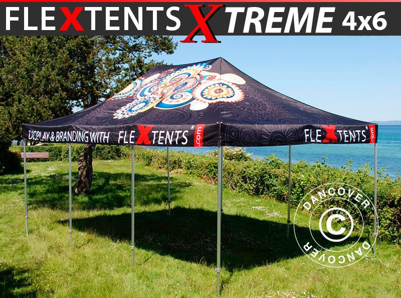 Faltzelt FleXtents Xtreme 50 mit vollflächigem Digitaldruck, 4x6m