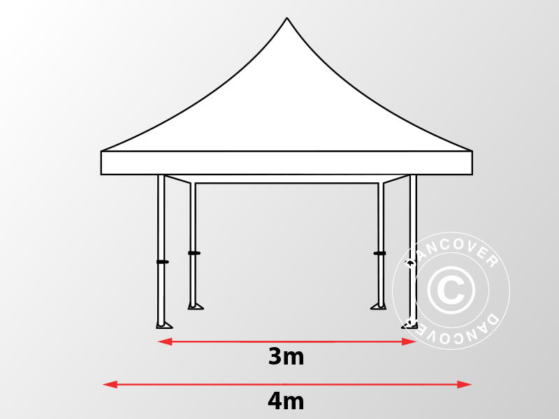 Saliekamā nojume FleXtents Pagoda Xtreme 50 3x3m / (4x4m) Balts