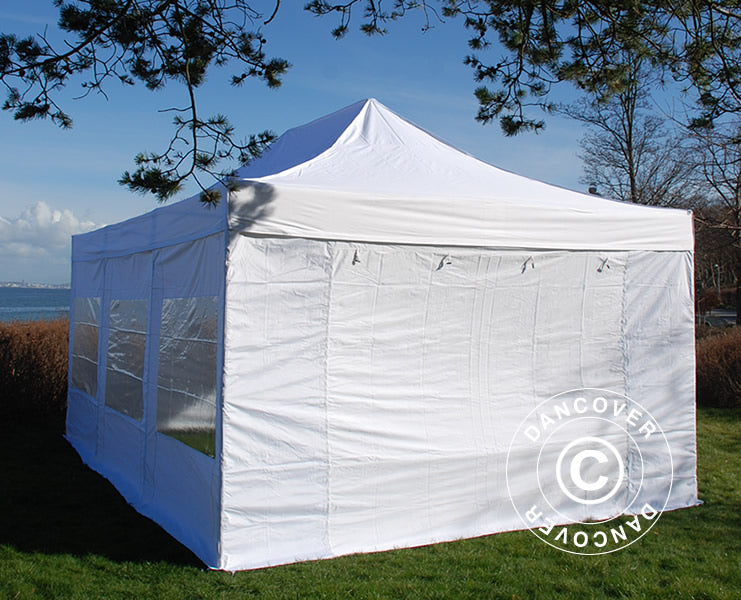 Faltzelt FleXtents Xtreme 50 4x6m Weiß, mit 8 Seitenwänden