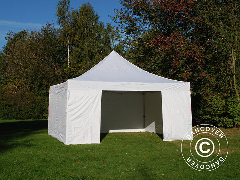 Faltzelt FleXtents Xtreme 50 5x5m Weiß, mit 4 Seitenwänden