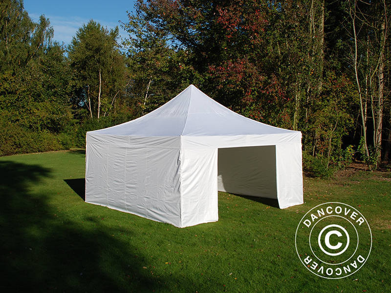 Faltzelt FleXtents Xtreme 50 5x5m Weiß, mit 4 Seitenwänden