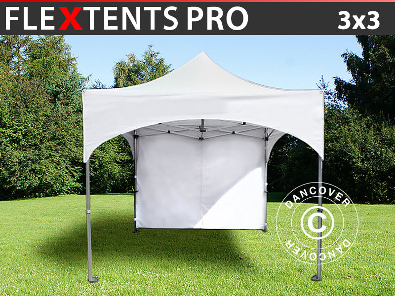 Carpa plegable FleXtents PRO "Arched" 3x3m Blanco, Incl. 4 lados