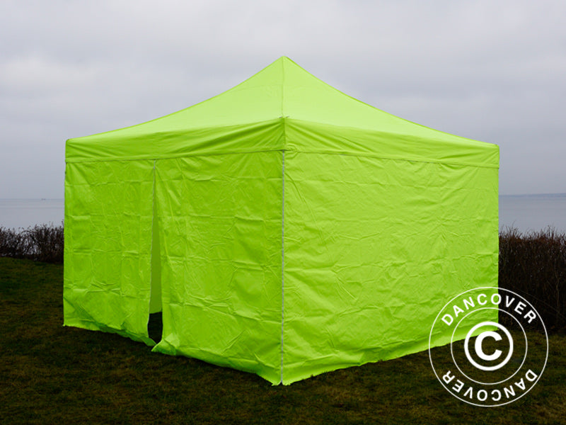 Prekybinė palapinė FleXtents PRO 4x4m Salotinė/Žalia, įsk. 4 šonines sienas