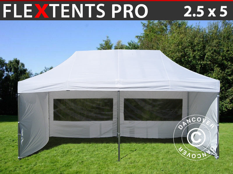 Pop up aiatelk FleXtents PRO 2,5x5m Valge, kaasas 6 külgseinad