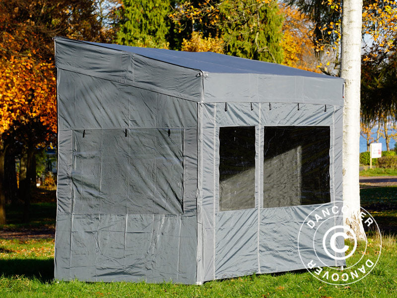 Faltzelt FleXtents PRO Trapezo 2x3m Grau, mit 4 Seitenwänden