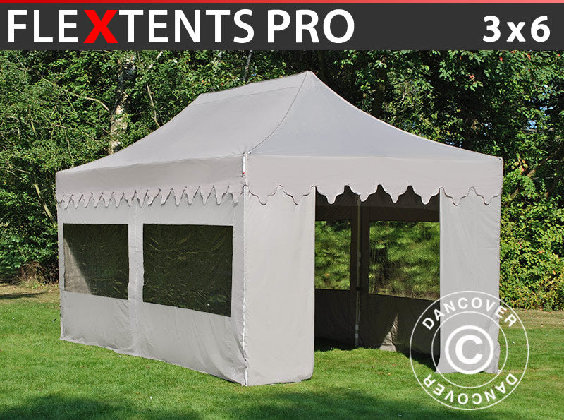 Tenda Dobrável FleXtents PRO "Morocco" 3x6m Latte, inclui 6 paredes laterais