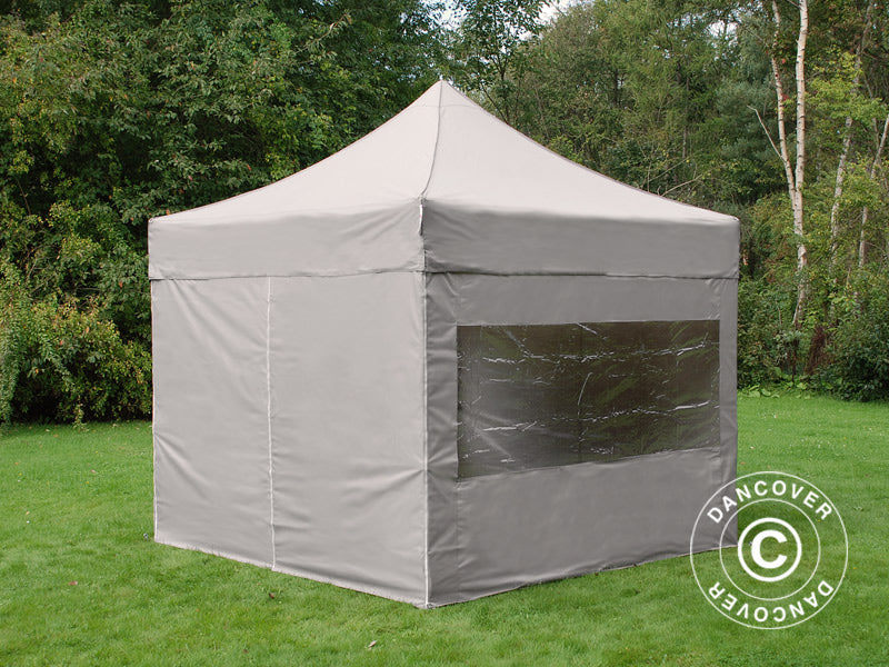 Gazebo pieghevole FleXtents PRO 3x3m Latte, inclusi 4 fianchi