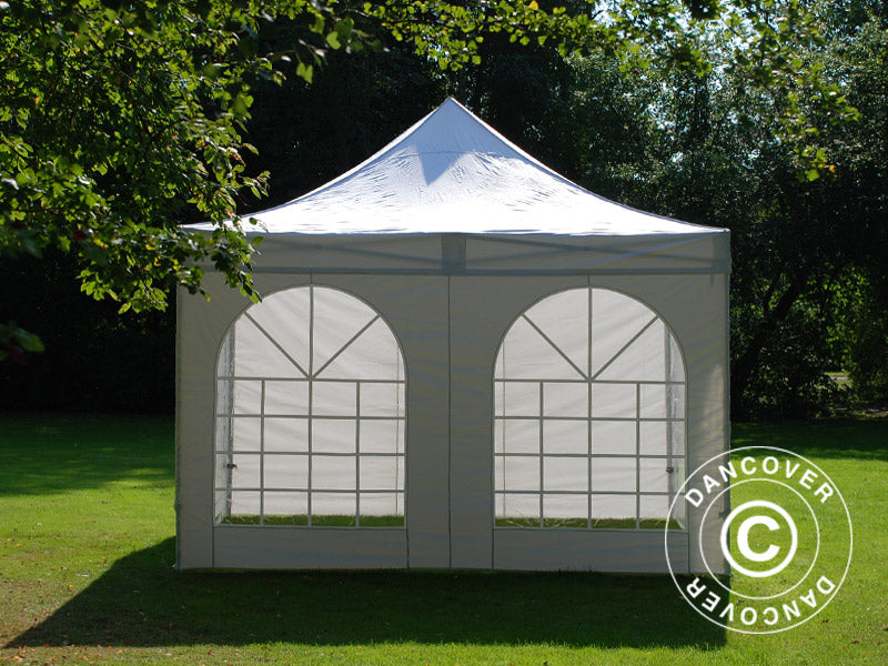 Pop up gazebo FleXtents PRO Vintage Style 4x4 m White, incl. 4 sidewalls