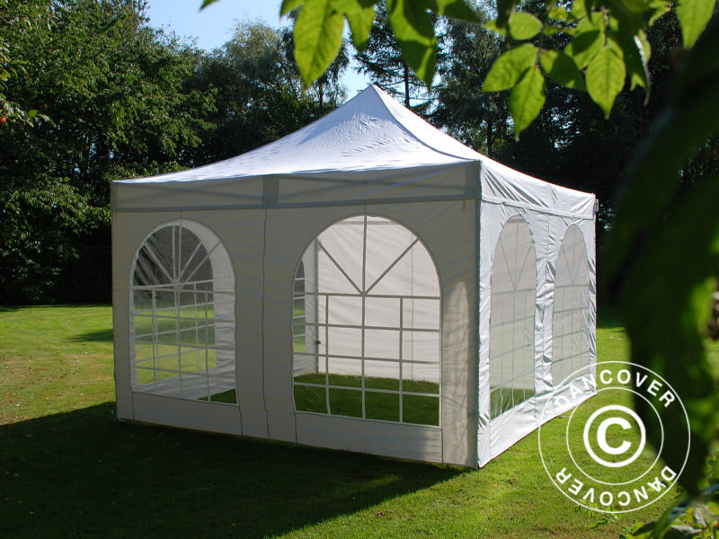 Pop up gazebo FleXtents PRO Vintage Style 4x4 m White, incl. 4 sidewalls
