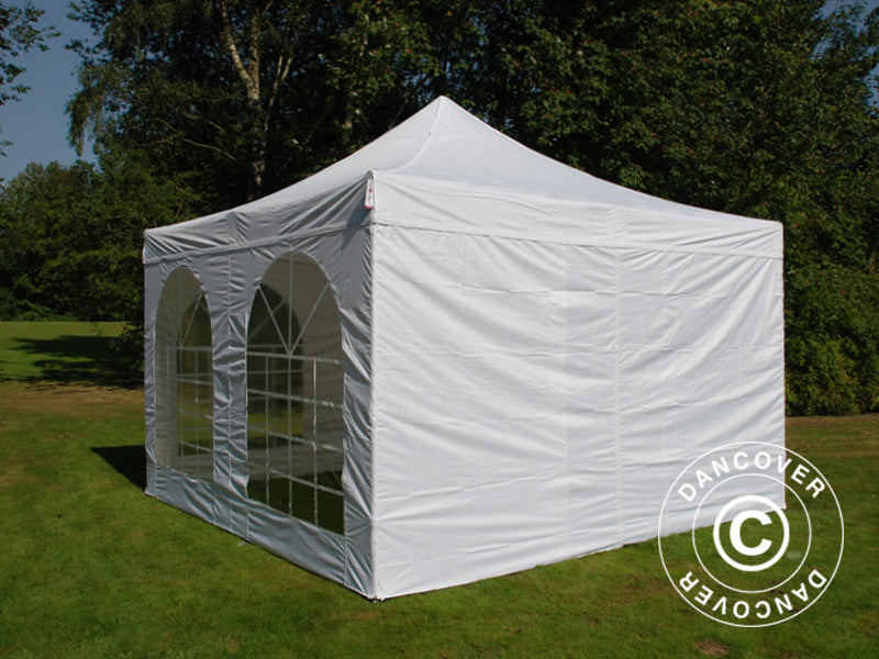 Pop up gazebo FleXtents PRO Vintage Style 4x4 m White, incl. 4 sidewalls