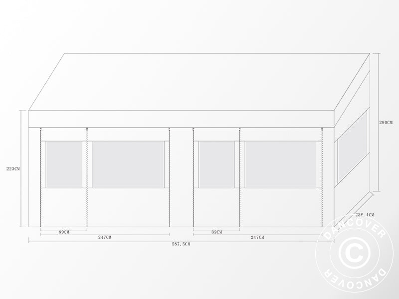 Vouwtent FleXtents PRO Trapezo 3x6m Wit, inkl. 4 Zijwanden