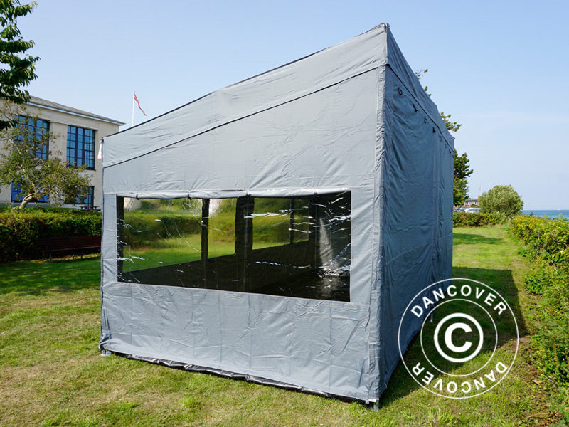 Tenda Dobrável FleXtents PRO Trapezo 3x6m Cinza, incl. 4 paredes laterais