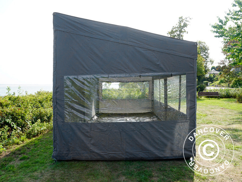 Tenda Dobrável FleXtents PRO Trapezo 3x6m Cinza, incl. 4 paredes laterais
