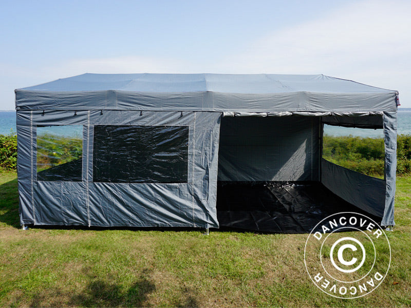 Carpa plegable FleXtents PRO Trapezo 3x6m Gris, Incl. 4 lados