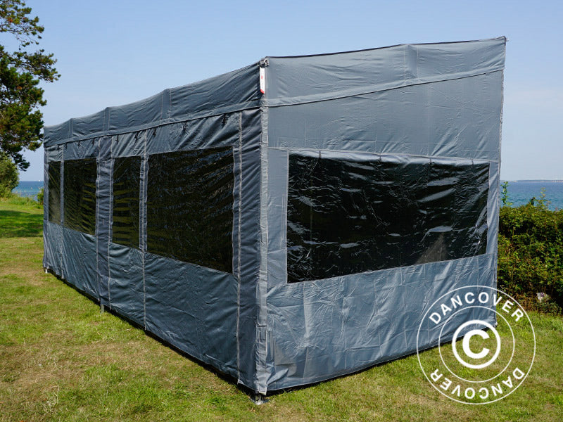 Tenda Dobrável FleXtents PRO Trapezo 3x6m Cinza, incl. 4 paredes laterais