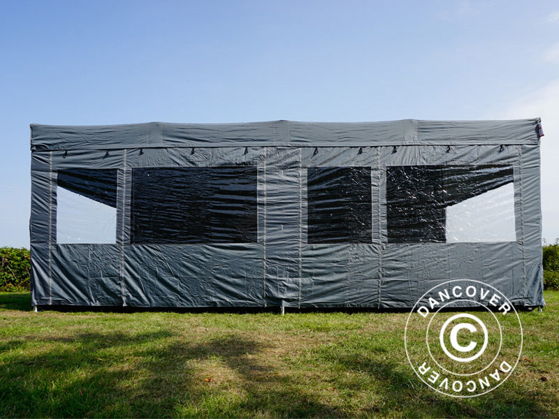 Tenda Dobrável FleXtents PRO Trapezo 3x6m Cinza, incl. 4 paredes laterais