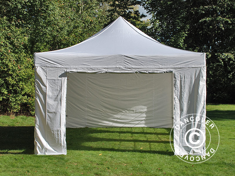 Faltzelt FleXtents PRO Vintage Style 4x6m Weiß, mit 8 Seitenwänden