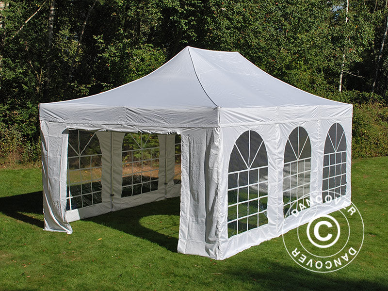 Prekybinė palapinė FleXtents PRO Vintage Style 4x6m Balta, įsk. 8 šonines sienas