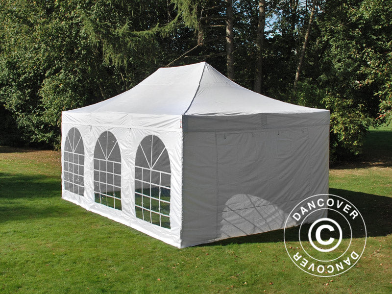 Prekybinė palapinė FleXtents PRO Vintage Style 4x6m Balta, įsk. 8 šonines sienas