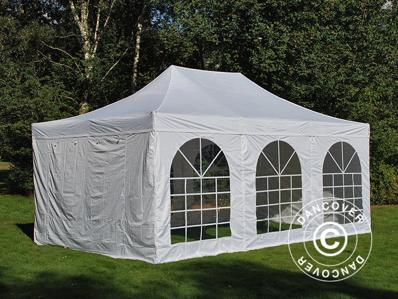 Pop up gazebo FleXtents Xtreme 50 Vintage Style 4x6 m White, incl. 8 sidewalls