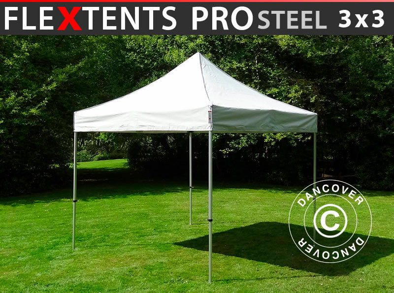 Faltzelt FleXtents PRO Steel 3x3m Silber