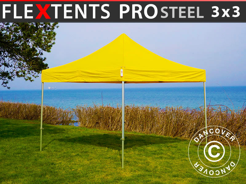 Faltzelt FleXtents PRO Steel 3x3m Gelb