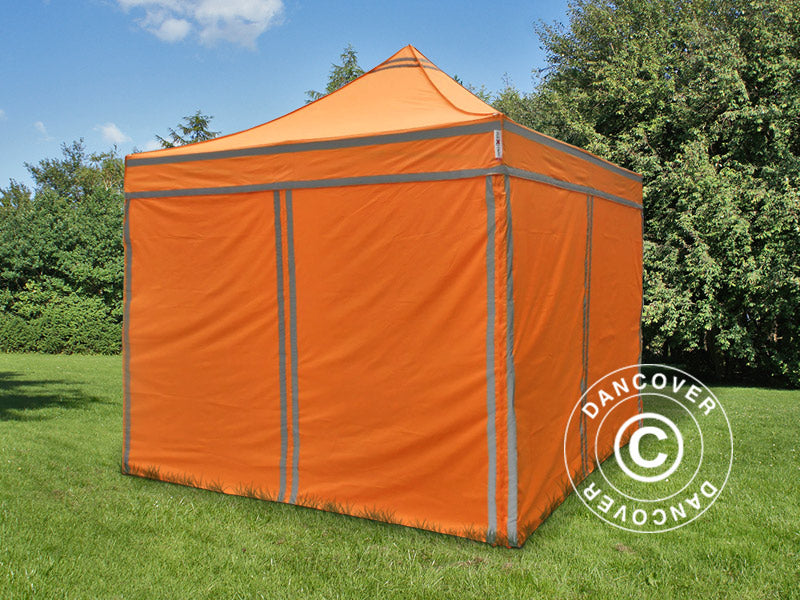 Pop up gazebo FleXtents PRO Steel Work tent 3x3 m Orange Reflective, incl. 4 sidewalls