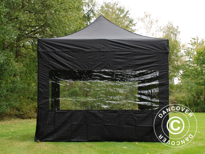 Pop up gazebo FleXtents PRO Steel 3x3 m Black, incl. 4 sidewalls