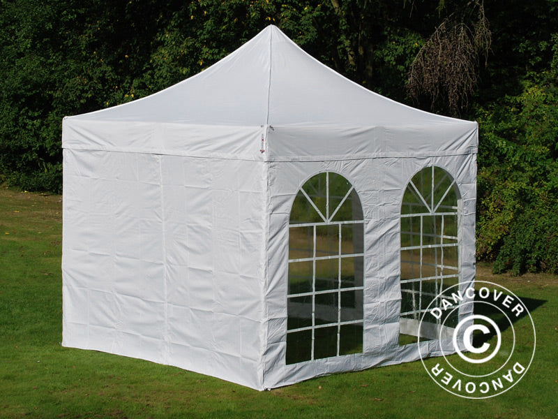 Pop up gazebo FleXtents PRO Steel Vintage Style 3x3 m White, incl. 4 sidewalls