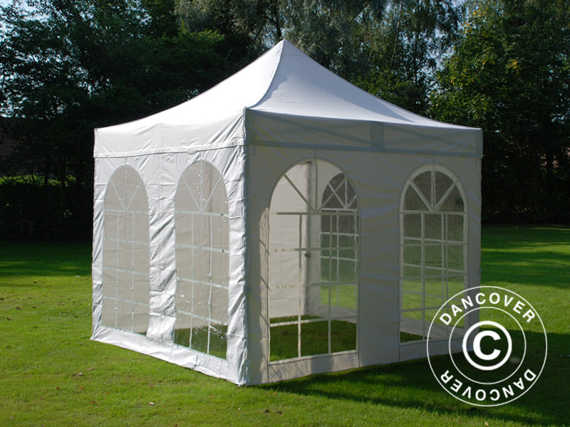 Pop up gazebo FleXtents PRO Steel Vintage Style 3x3 m White, incl. 4 sidewalls