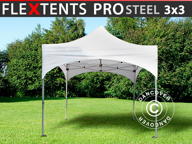 Saliekamā nojume FleXtents PRO Steel "Arched" 3x3m Balts