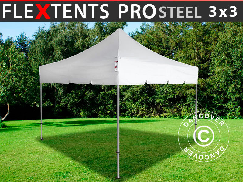 Faltzelt FleXtents PRO Steel "Peaked" 3x3m Weiß