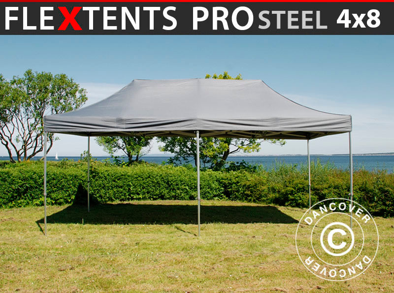 Vouwtent FleXtents PRO Steel 4x8m Grijs