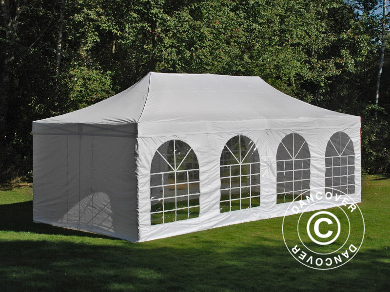 Vouwtent FleXtents PRO Steel Vintage Style 4x8m Wit, inkl. 6 zijwanden