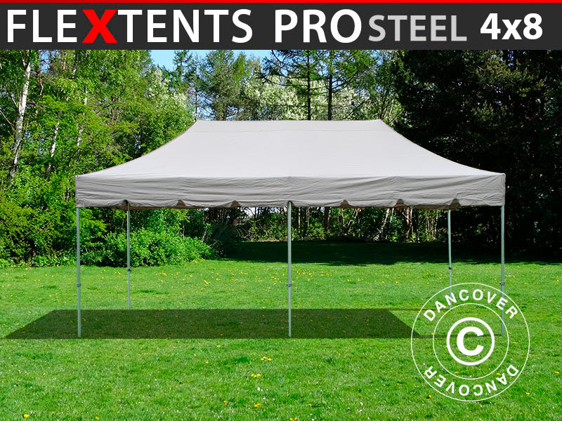 Saliekamā nojume FleXtents PRO Steel "Peaked" 4x8m Latte
