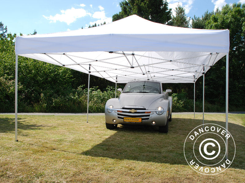 Tente pliante FleXtents PRO Steel 4x8m Blanc, Ignifugé, avec 6 cotés