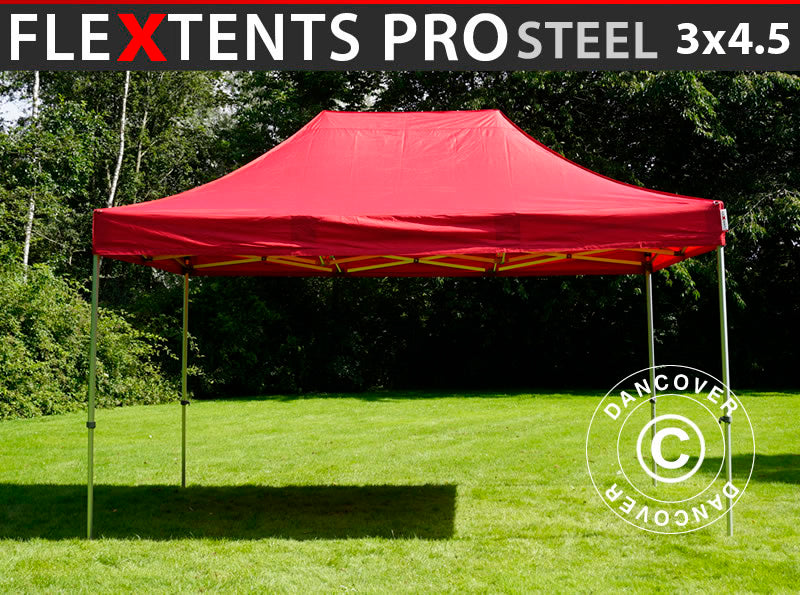 Saliekamā nojume FleXtents PRO Steel 3x4,5m, Sarkans