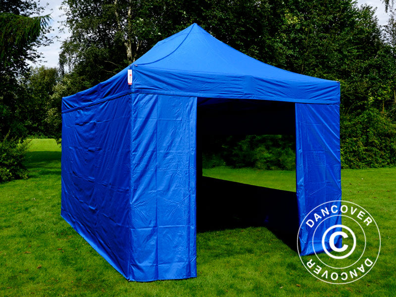 Gazebo pieghevole FleXtents PRO Steel 3x4,5m, Blu, inclusi 4 fianchi