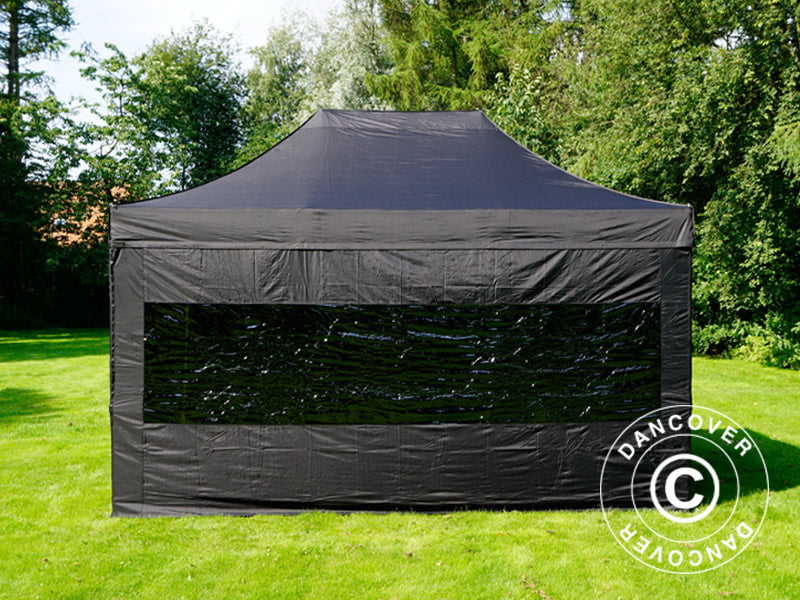 Tenda Dobrável FleXtents PRO Steel 3x4,5m, Preto, incl. 4 paredes laterais