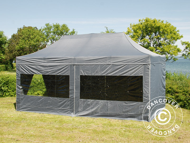 Tente pliante FleXtents PRO Steel 3x6m Gris, avec 6 cotés